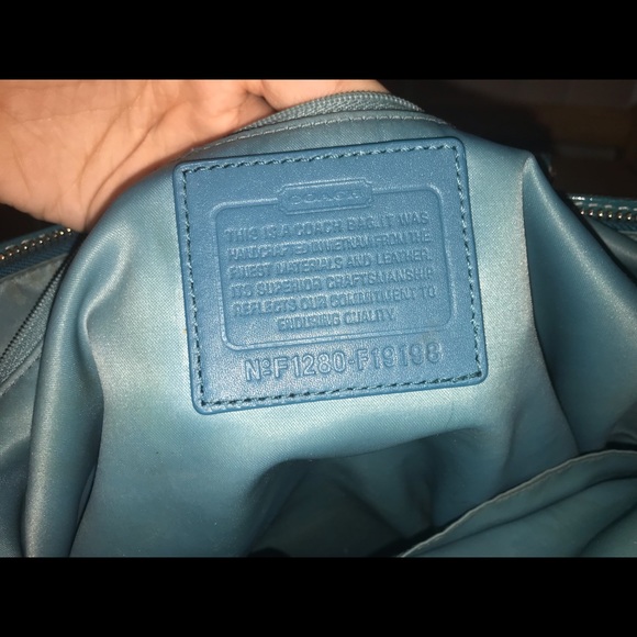 Teal coach zip tote. - Picture 7 of 8